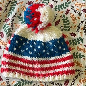 Bula winter hat, knit for the U.S.A.! Show your American pride!